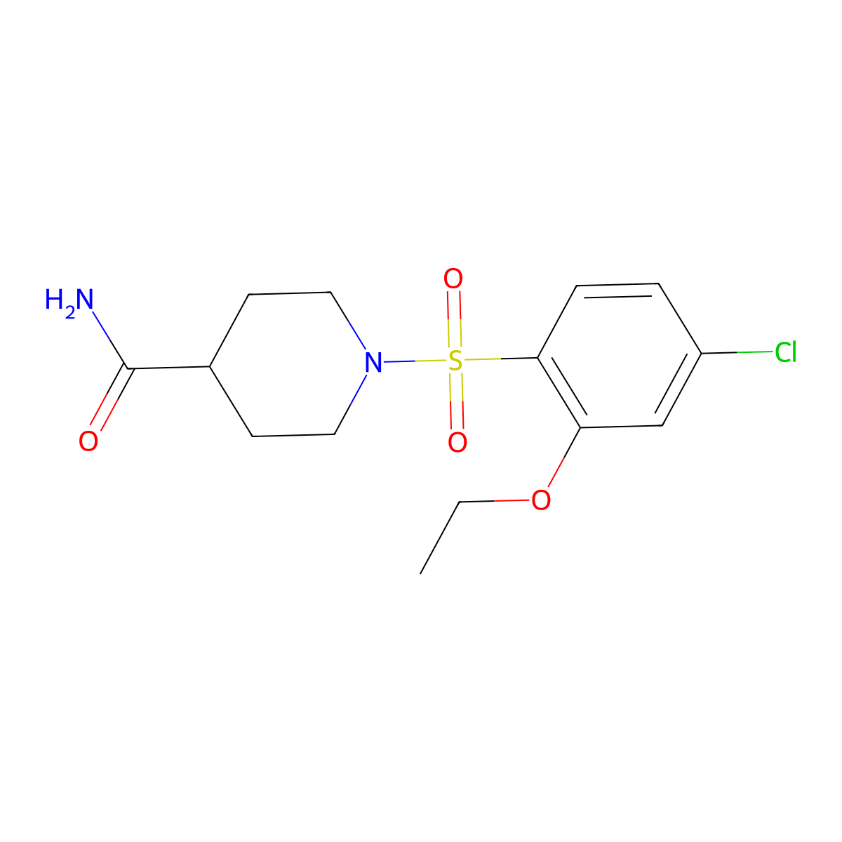 1-[(4-Chloro-2-ethoxyphenyl)sulfonyl]piperidine-4-carboxamide molecular structure, CAS 1087639-73-3