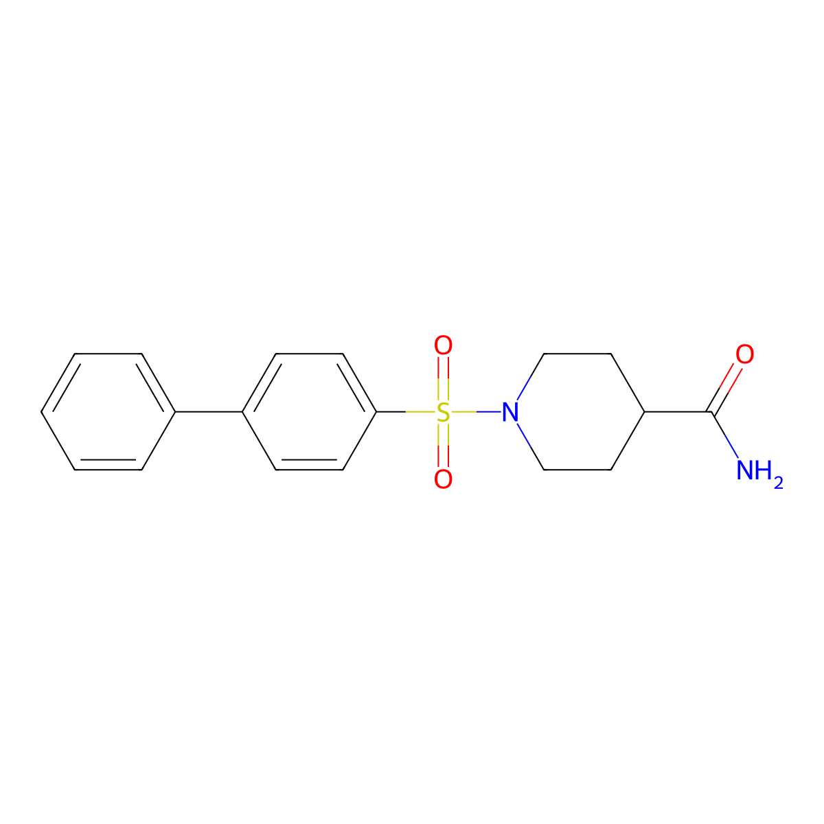 1-([1,1'-Biphenyl]-4-ylsulfonyl)-4-piperidinecarboxamide molecular structure, CAS 1087639-75-5