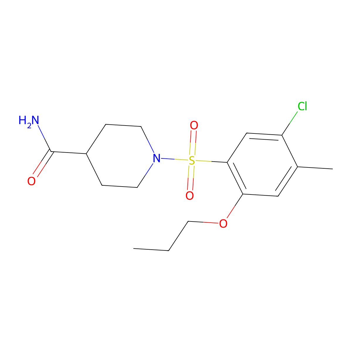 1-(5-Chloro-4-methyl-2-propoxybenzenesulfonyl)piperidine-4-carboxamide molecular structure, CAS 1087639-76-6