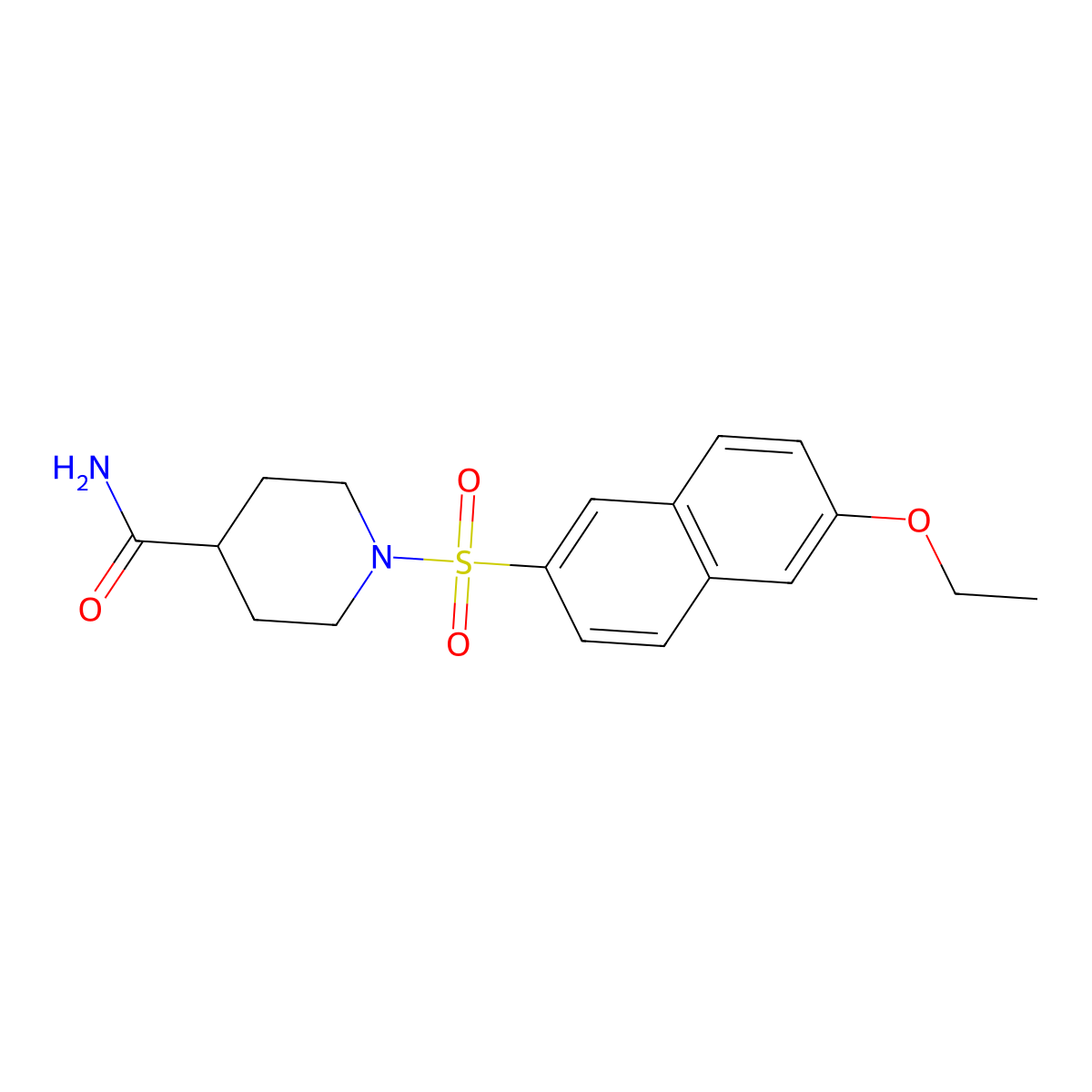 1-[(6-Ethoxynaphthalen-2-yl)sulfonyl]piperidine-4-carboxamide molecular structure, CAS 1087639-78-8