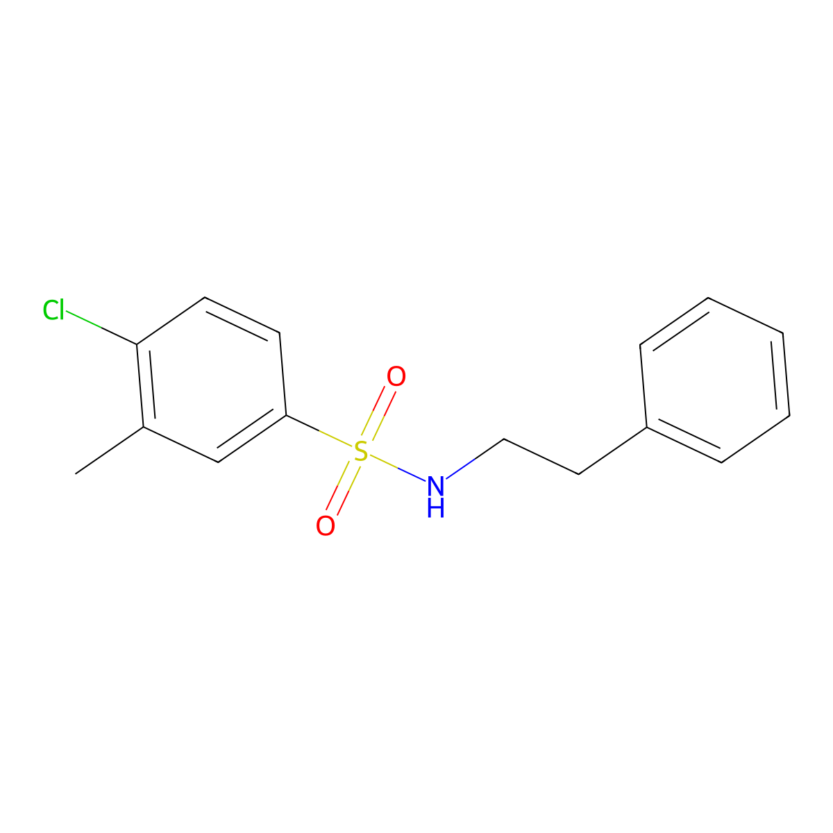 4-chloro-3-methyl-N-(2-phenylethyl)benzenesulfonamide molecular structure, CAS 1087639-82-4
