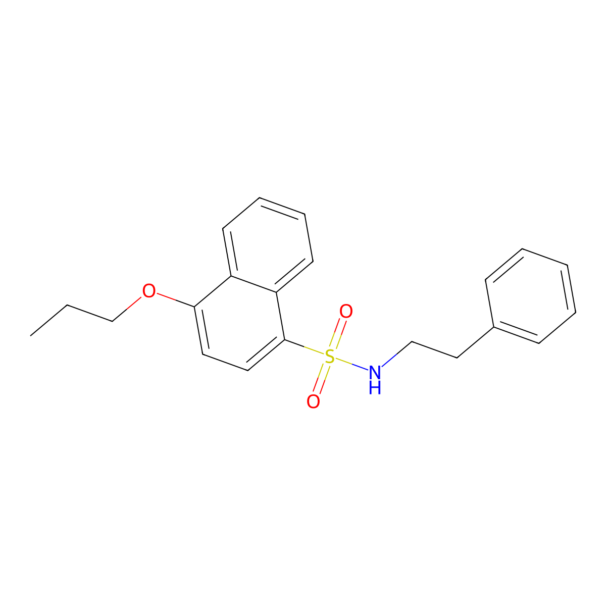 N-(2-phenylethyl)-4-propoxynaphthalene-1-sulfonamide molecular structure, CAS 1087639-84-6