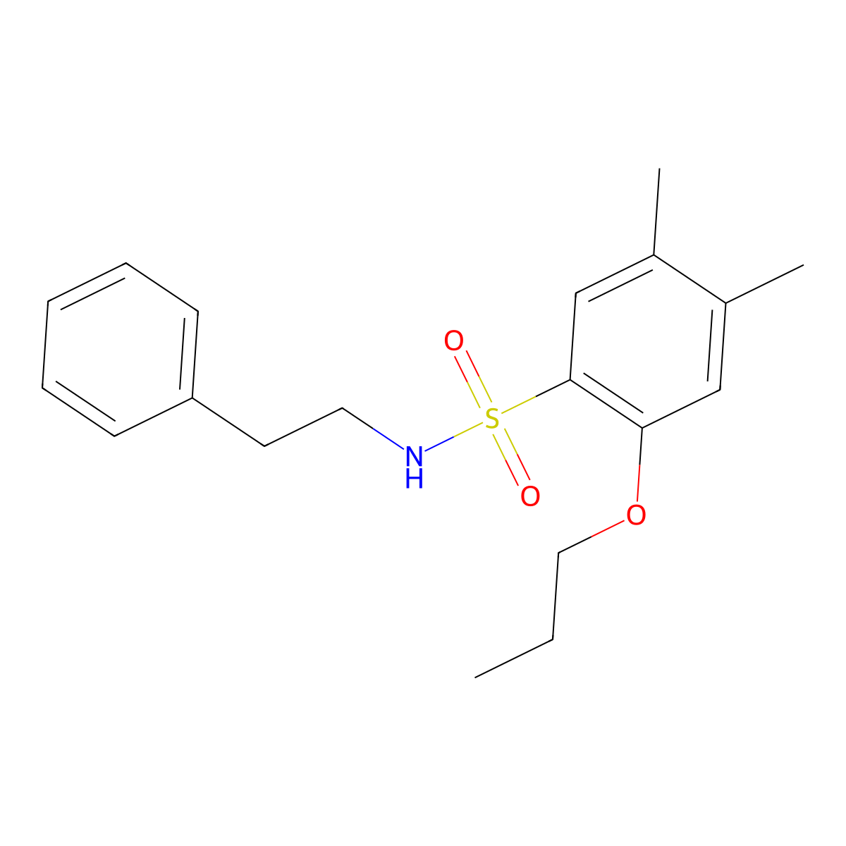 4,5-dimethyl-N-(2-phenylethyl)-2-propoxybenzenesulfonamide molecular structure, CAS 1087639-86-8