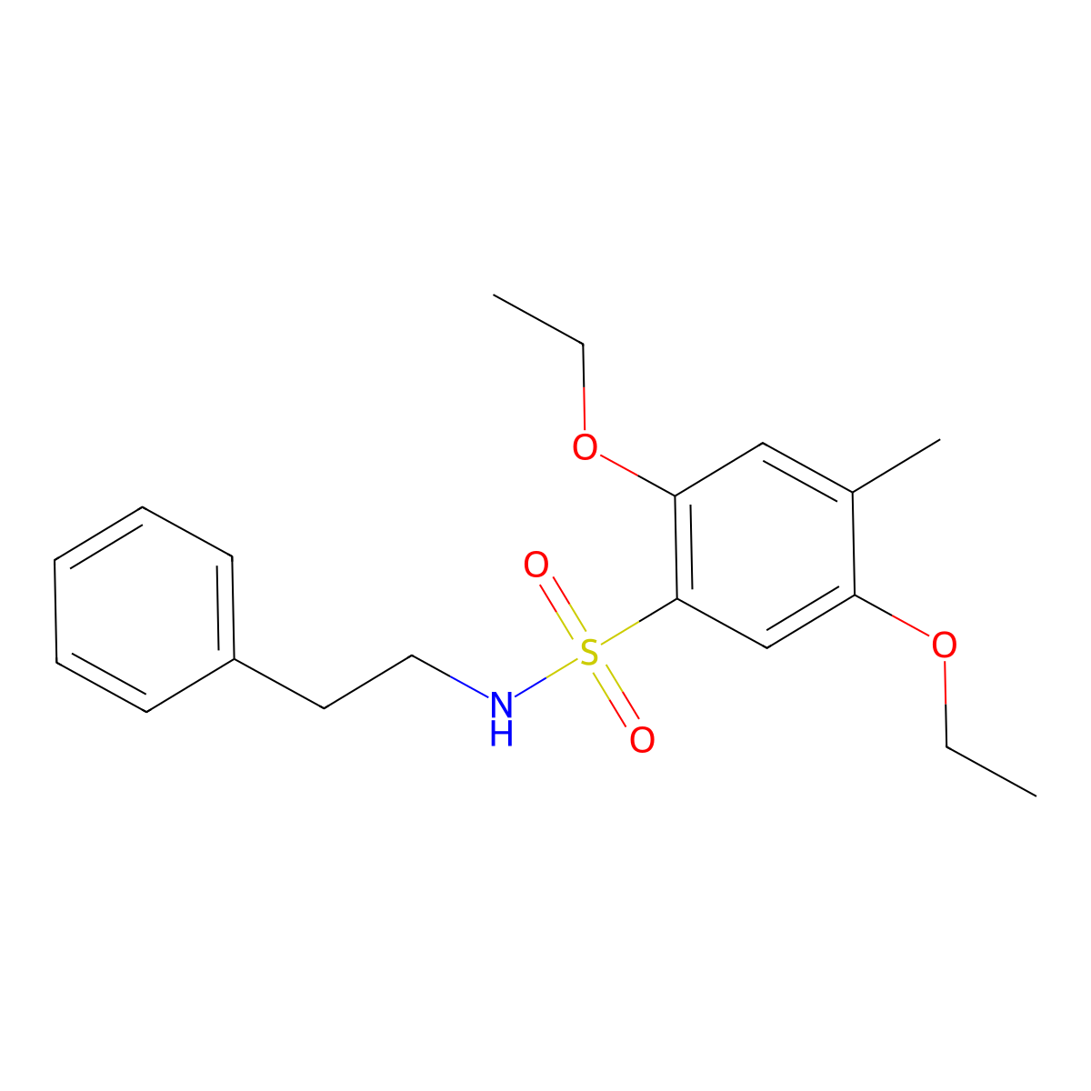 2,5-diethoxy-4-methyl-N-(2-phenylethyl)benzenesulfonamide molecular structure, CAS 1087639-87-9