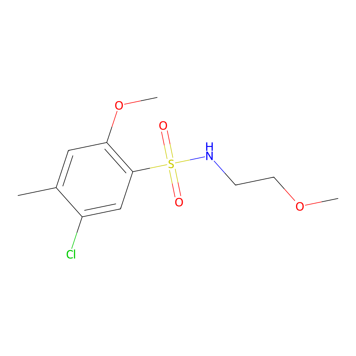 5-chloro-2-methoxy-N-(2-methoxyethyl)-4-methylbenzenesulfonamide molecular structure, CAS 1087640-21-8