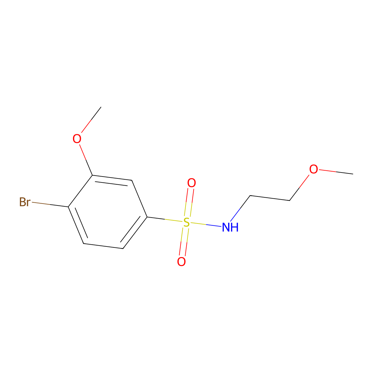 4-bromo-3-methoxy-N-(2-methoxyethyl)benzene-1-sulfonamide molecular structure, CAS 1087640-22-9