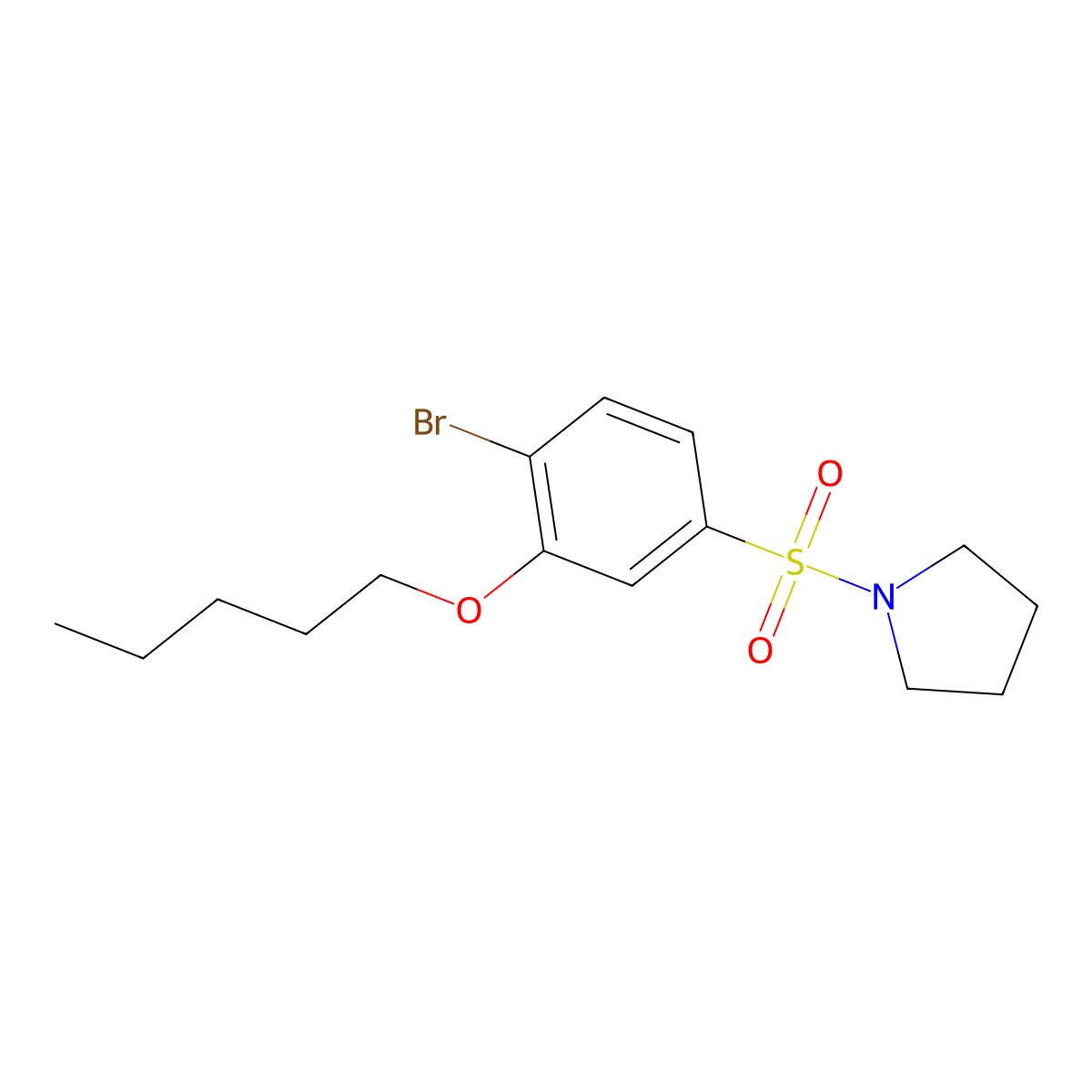 1-Bromo-2-pentyloxy-4-(pyrrolidinylsulfonyl)benzene molecular structure, CAS 1087640-43-4