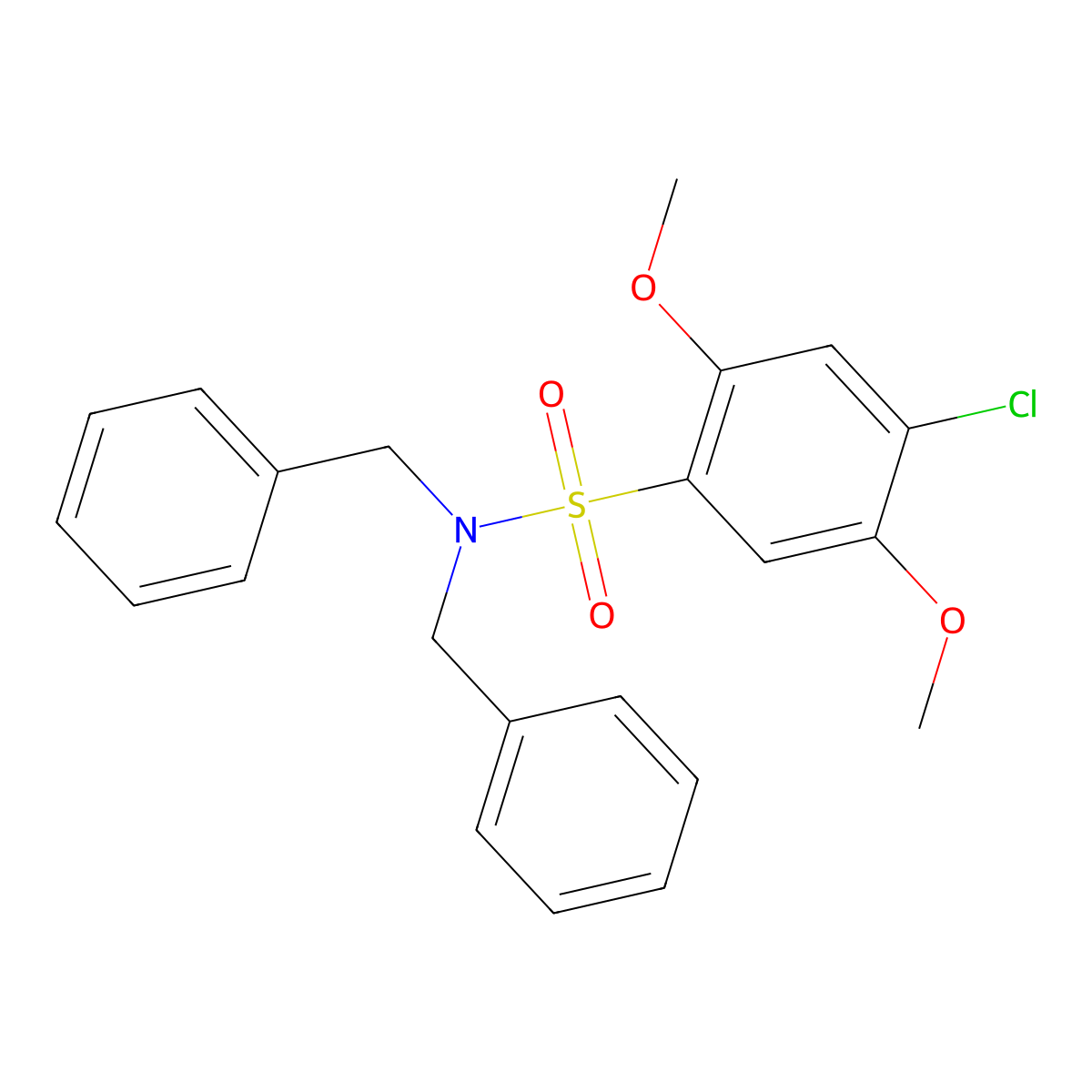 N,N-dibenzyl-4-chloro-2,5-dimethoxybenzene-1-sulfonamide molecular structure, CAS 1087640-61-6