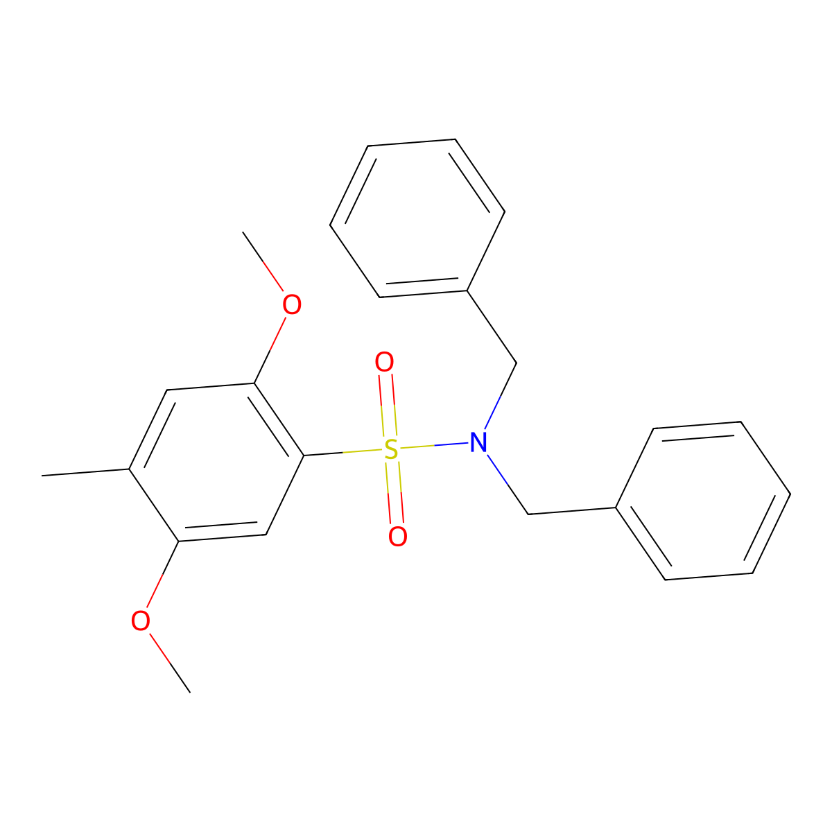 N,N-dibenzyl-2,5-dimethoxy-4-methylbenzene-1-sulfonamide molecular structure, CAS 1087640-62-7