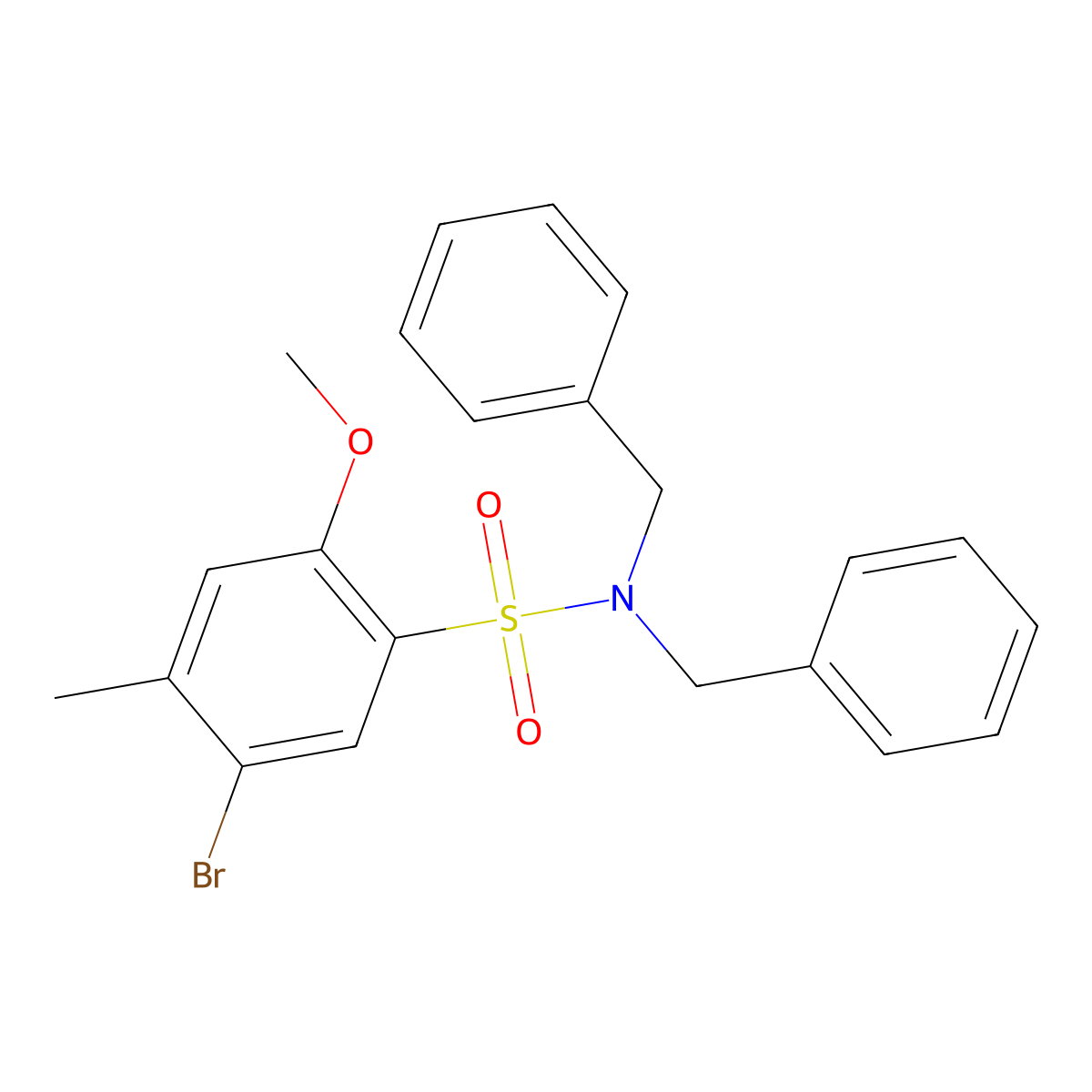 N,N-dibenzyl-5-bromo-2-methoxy-4-methylbenzene-1-sulfonamide molecular structure, CAS 1087640-66-1