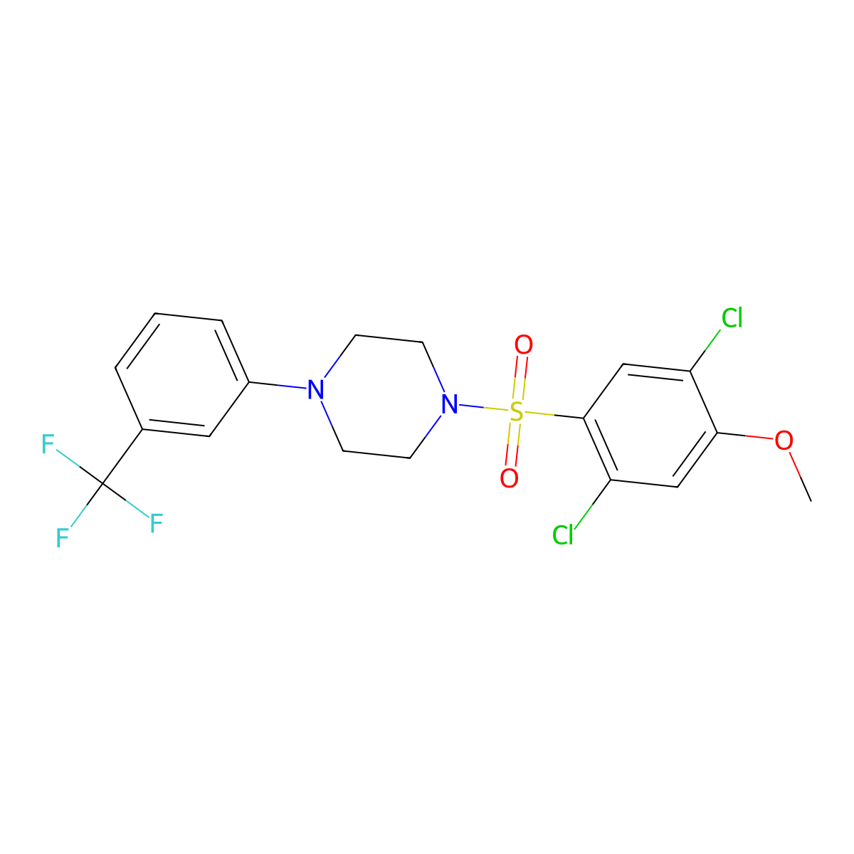 1-(2,5-Dichloro-4-methoxybenzenesulfonyl)-4-[3-(trifluoromethyl)phenyl]piperazine molecular structure, CAS 1087640-69-4