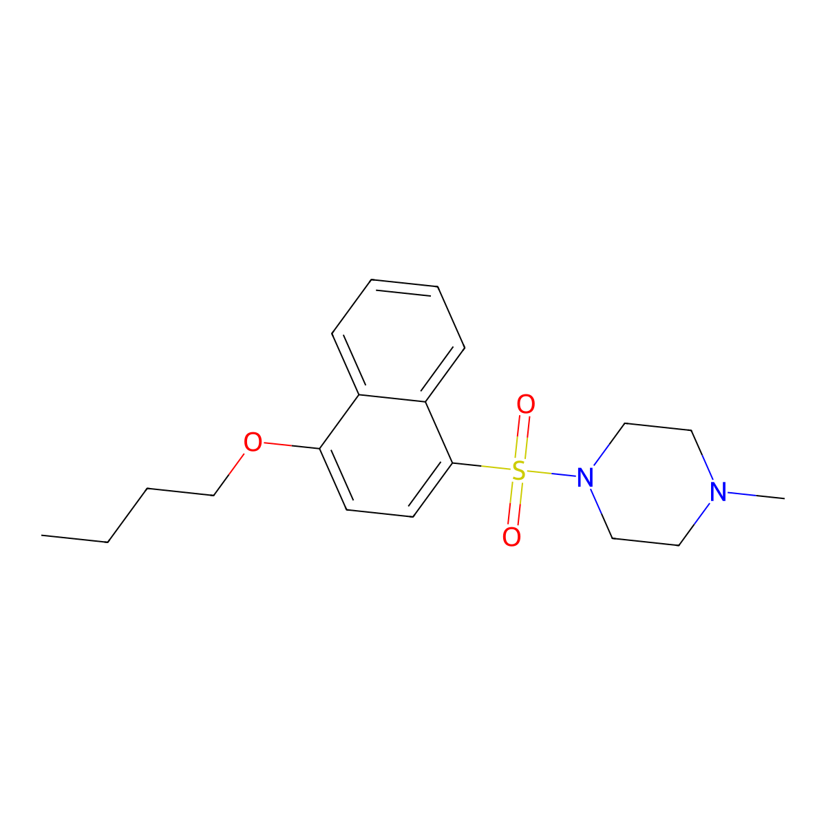 1-[(4-Butoxynaphthyl)sulfonyl]-4-methylpiperazine molecular structure, CAS 1087640-73-0