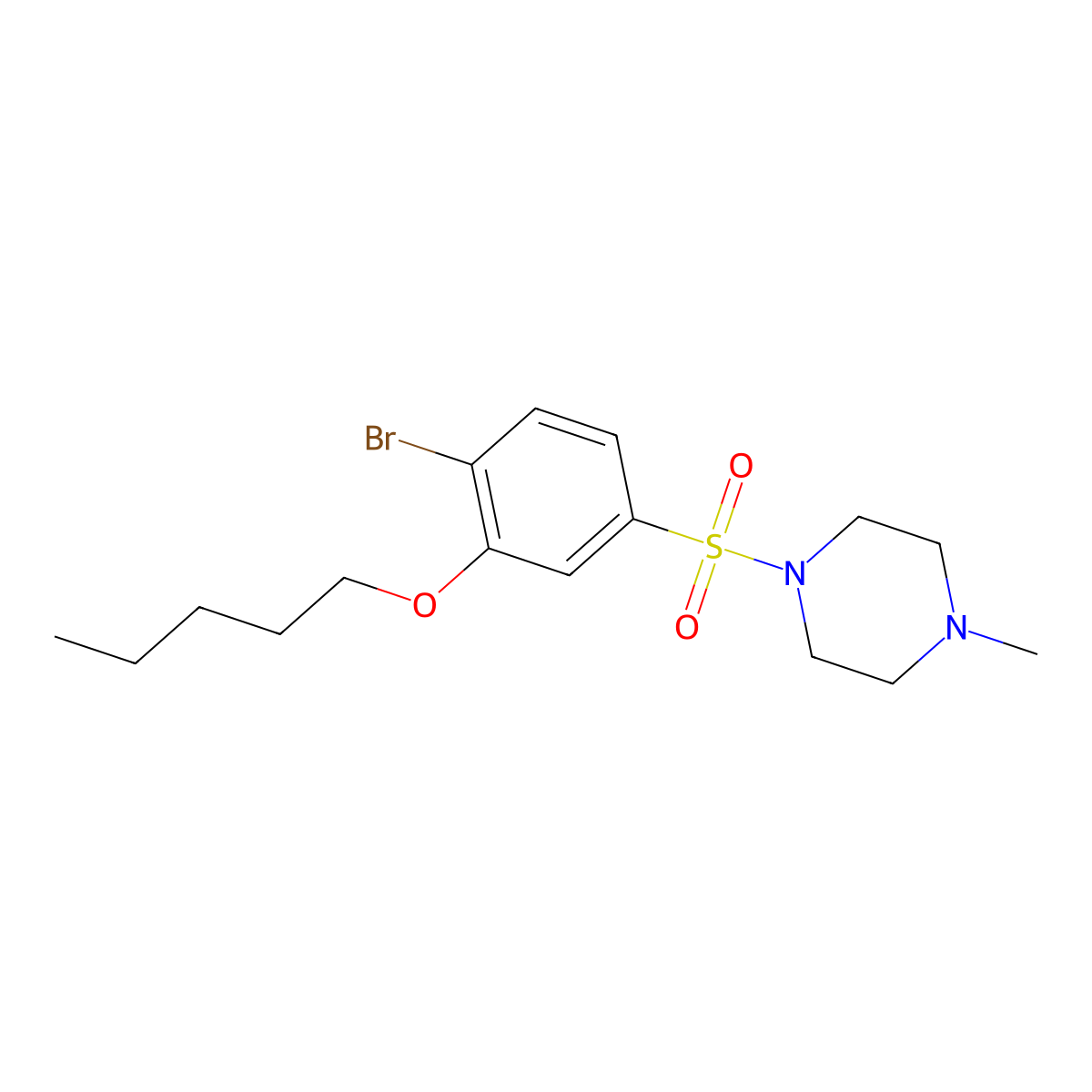 1-[4-Bromo-3-(pentyloxy)benzenesulfonyl]-4-methylpiperazine molecular structure, CAS 1087640-75-2