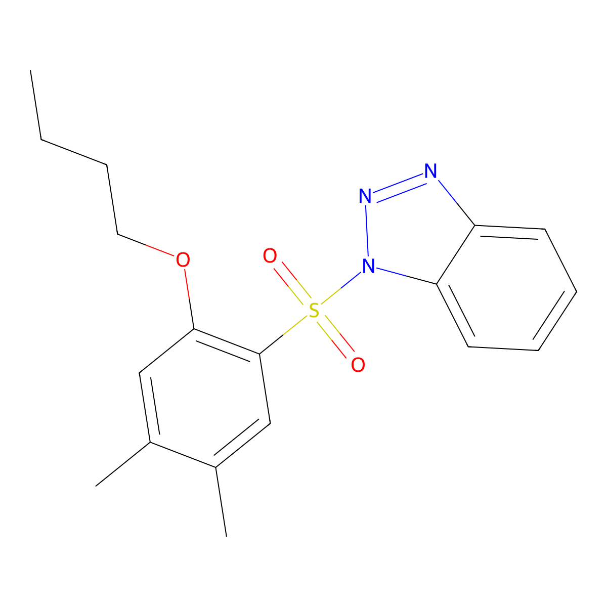 1-(2-butoxy-4,5-dimethylbenzenesulfonyl)-1H-1,2,3-benzotriazole molecular structure, CAS 1087640-80-9