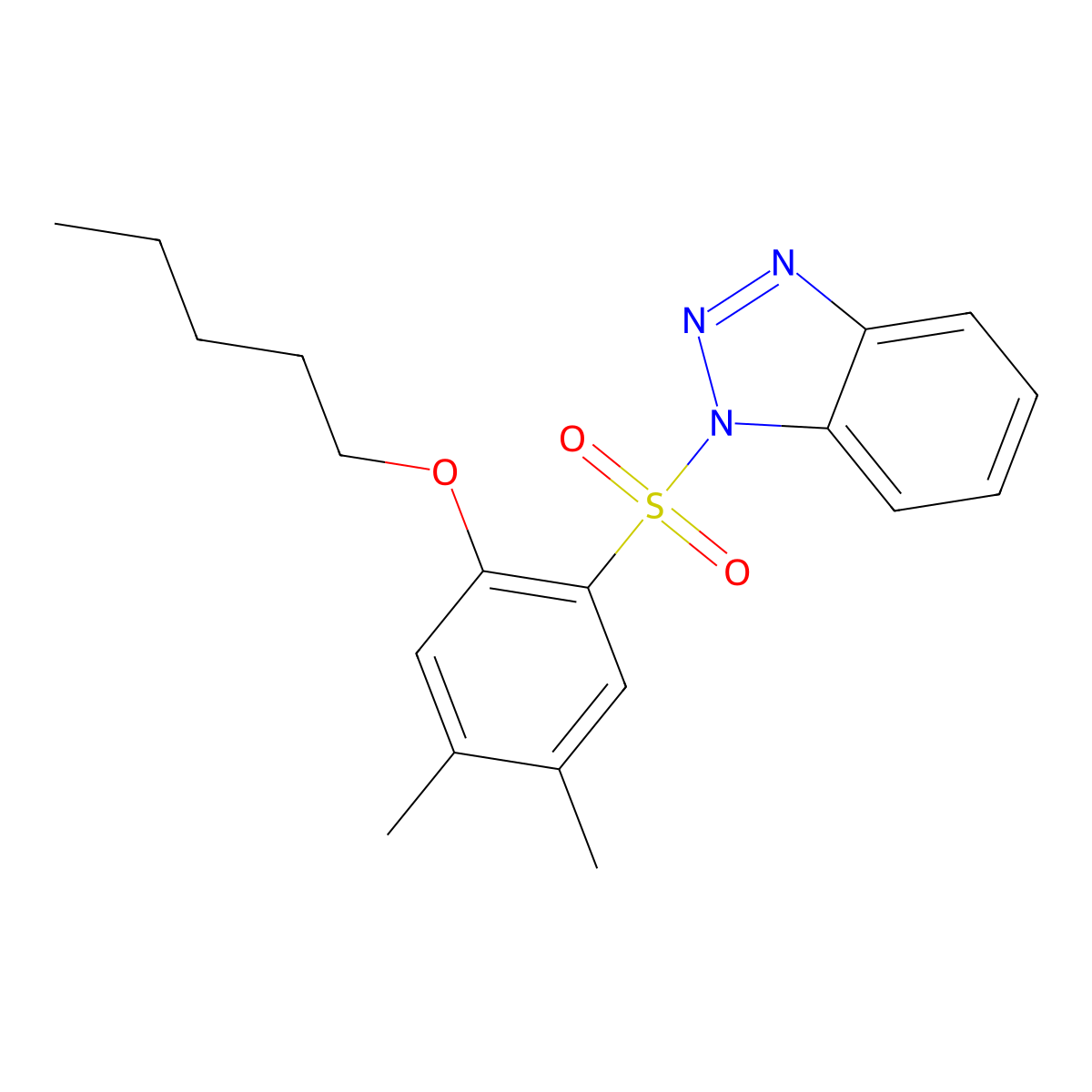 1-[4,5-dimethyl-2-(pentyloxy)benzenesulfonyl]-1H-1,2,3-benzotriazole molecular structure, CAS 1087640-81-0