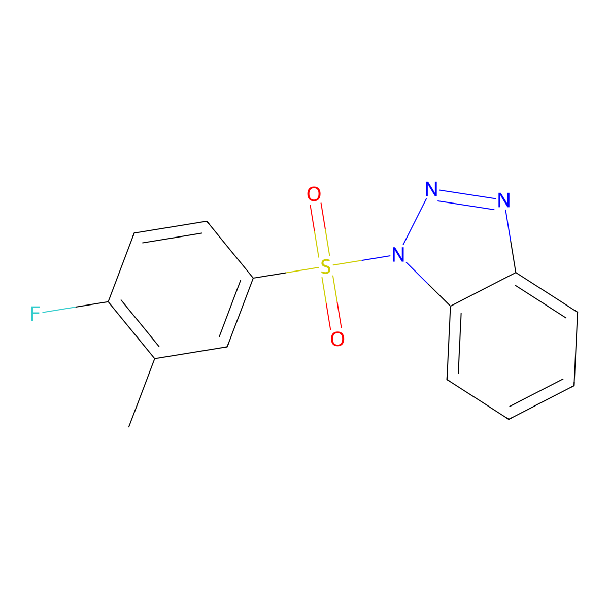 1-(4-Fluoro-3-methylphenyl)sulfonylbenzotriazole molecular structure, CAS 1087640-84-3