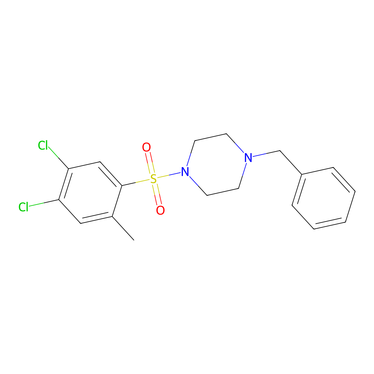1-Benzyl-4-(4,5-dichloro-2-methylbenzenesulfonyl)piperazine molecular structure, CAS 1087640-94-5