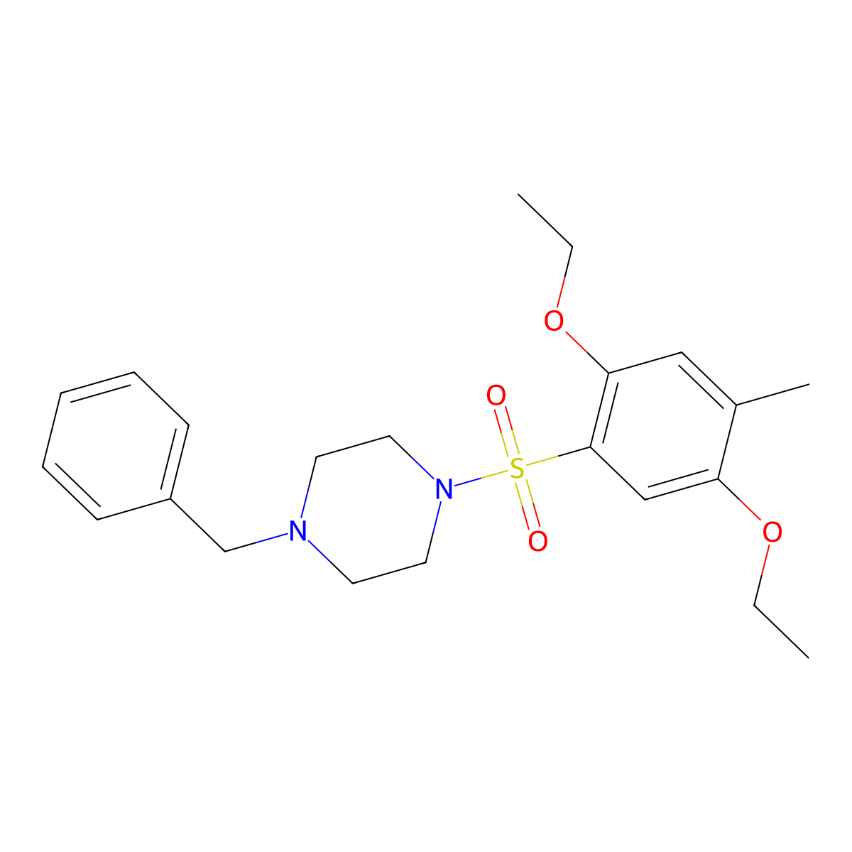 1-Benzyl-4-(2,5-diethoxy-4-methylbenzenesulfonyl)piperazine molecular structure, CAS 1087640-95-6