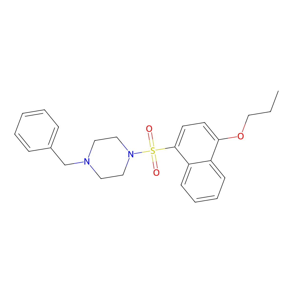 4-Benzyl-1-[(4-propoxynaphthyl)sulfonyl]piperazine molecular structure, CAS 1087640-99-0