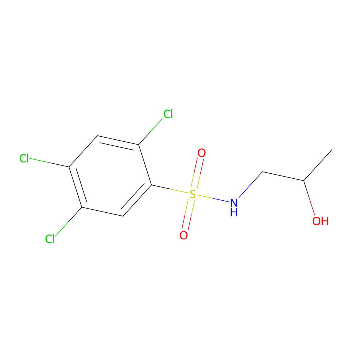 2,4,5-trichloro-N-(2-hydroxypropyl)benzenesulfonamide molecular structure, CAS 1087641-12-0