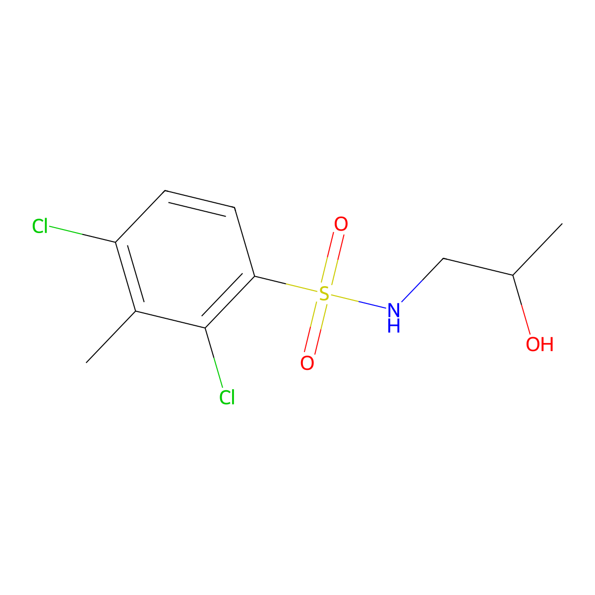 2,4-dichloro-N-(2-hydroxypropyl)-3-methylbenzenesulfonamide molecular structure, CAS 1087641-14-2