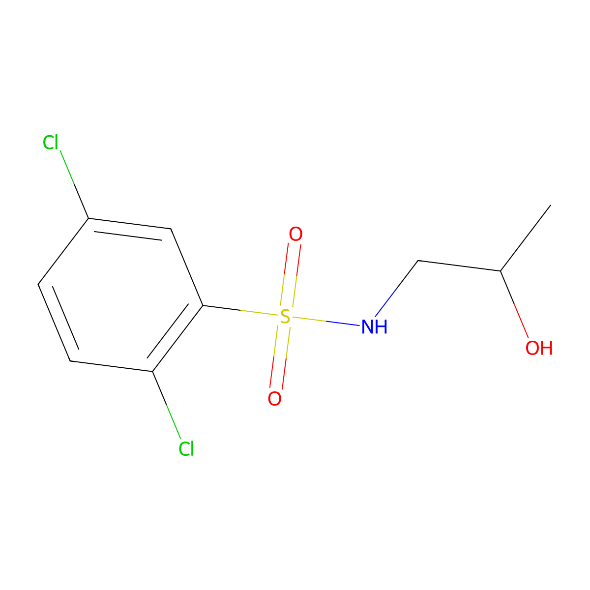 2,5-dichloro-N-(2-hydroxypropyl)benzenesulfonamide molecular structure, CAS 1087641-15-3