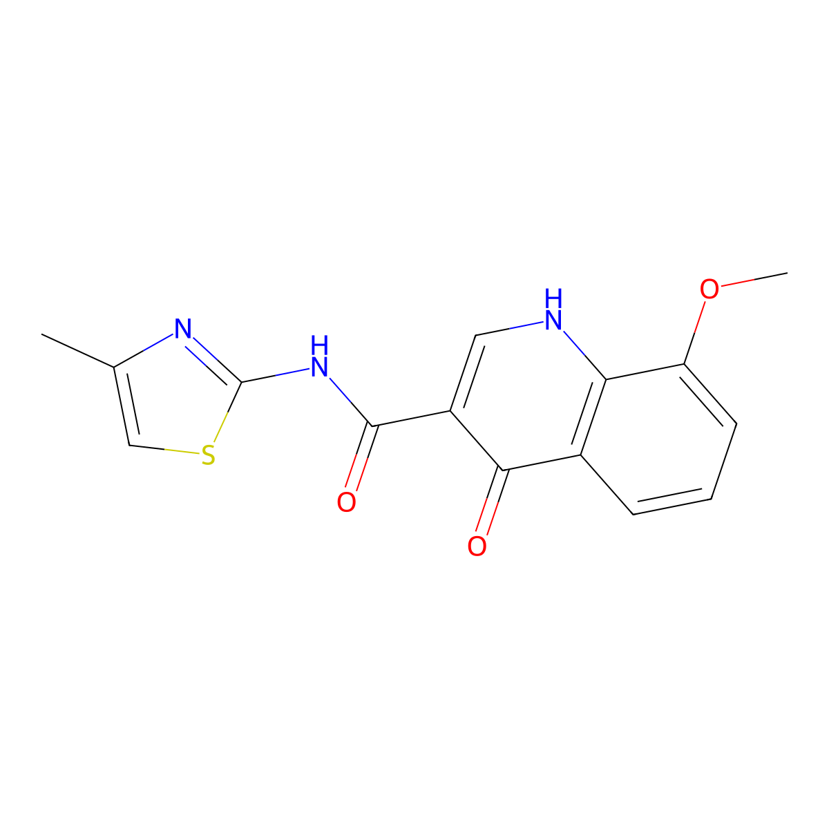 8-methoxy-N-[(2Z)-4-methyl-1,3-thiazol-2(3H)-ylidene]-4-oxo-1,4-dihydroquinoline-3-carboxamide molecular structure, CAS 1087643-73-9