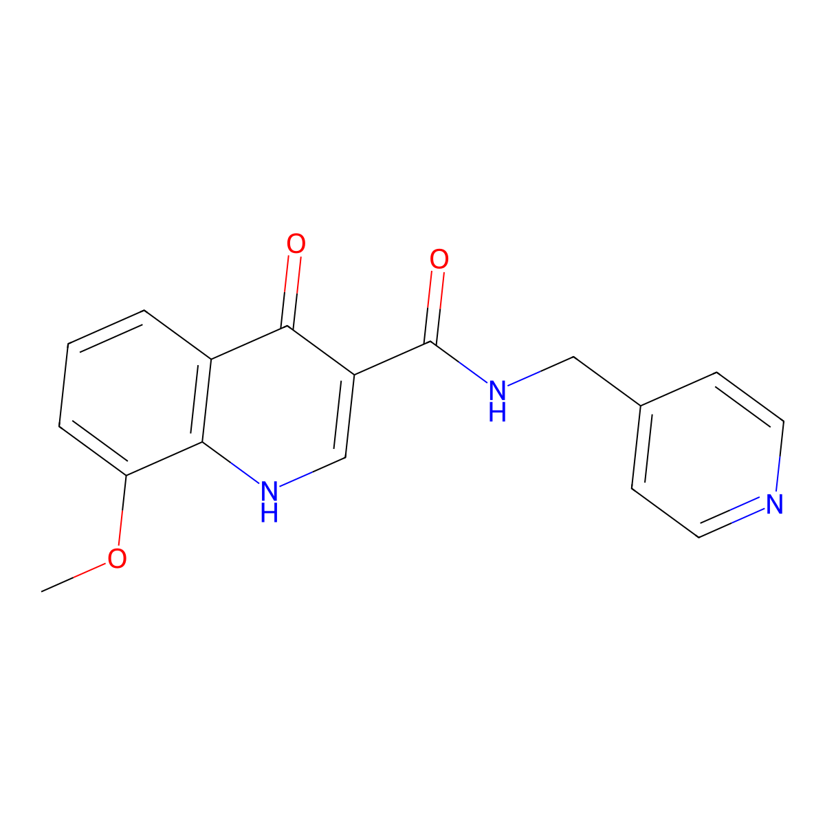 8-methoxy-4-oxo-N-(pyridin-4-ylmethyl)-1,4-dihydroquinoline-3-carboxamide molecular structure, CAS 1087643-91-1