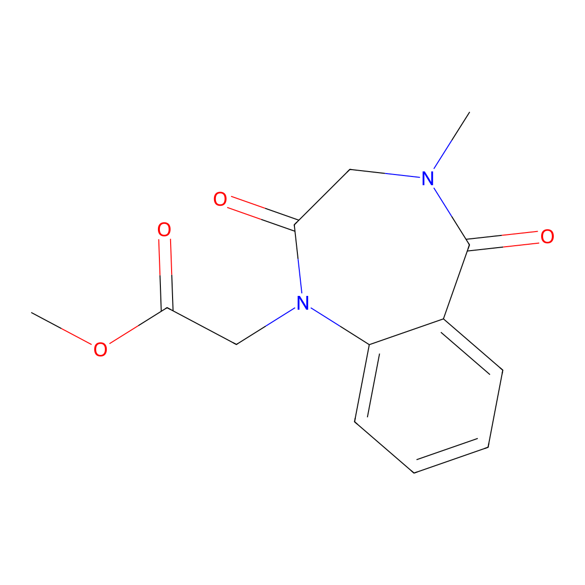 methyl (4-methyl-2,5-dioxo-2,3,4,5-tetrahydro-1H-1,4-benzodiazepin-1-yl)acetate molecular structure, CAS 1087644-51-6