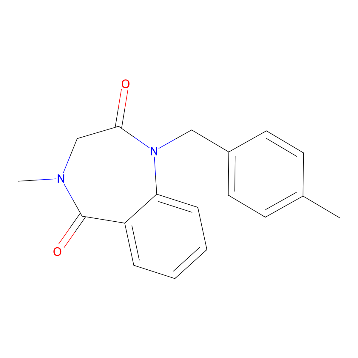 4-methyl-1-(4-methylbenzyl)-3,4-dihydro-1H-1,4-benzodiazepine-2,5-dione molecular structure, CAS 1087644-52-7
