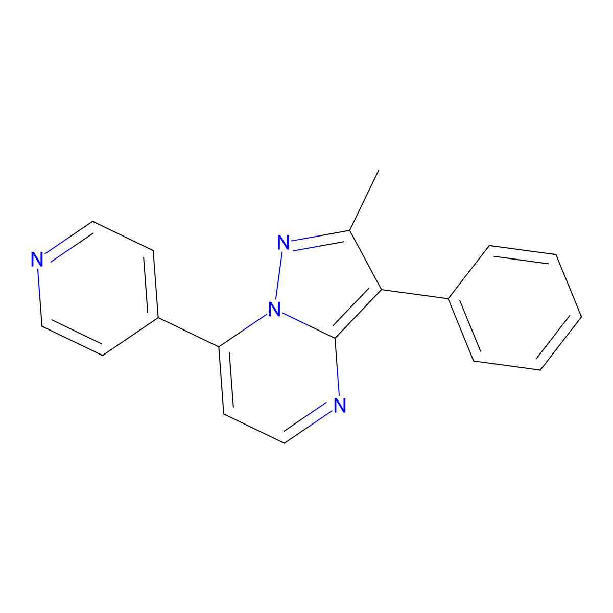 4-{2-Methyl-3-phenylpyrazolo[1,5-a]pyrimidin-7-yl}pyridine molecular structure, CAS 1087644-77-6