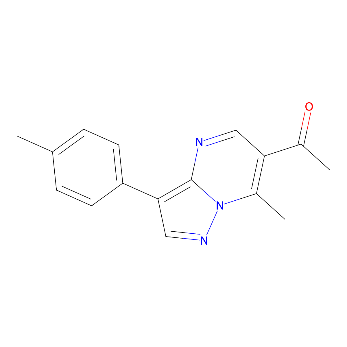 1-[7-Methyl-3-(4-methylphenyl)pyrazolo[1,5-a]pyrimidin-6-yl]ethanone molecular structure, CAS 1087645-03-1