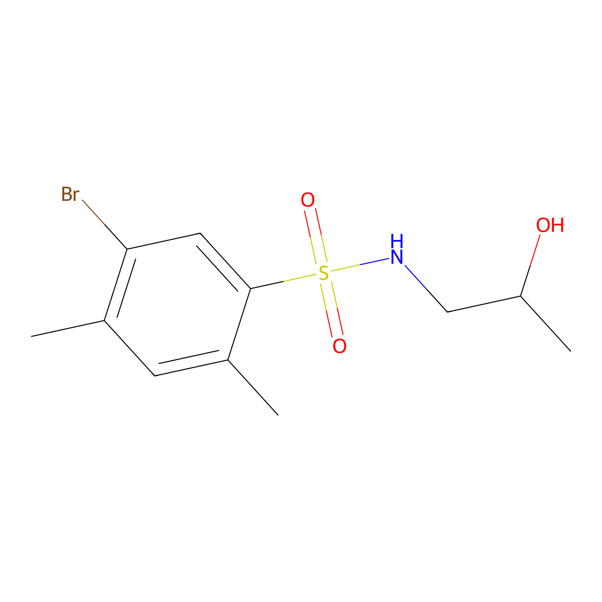 5-bromo-N-(2-hydroxypropyl)-2,4-dimethylbenzenesulfonamide molecular structure, CAS 1087646-20-5