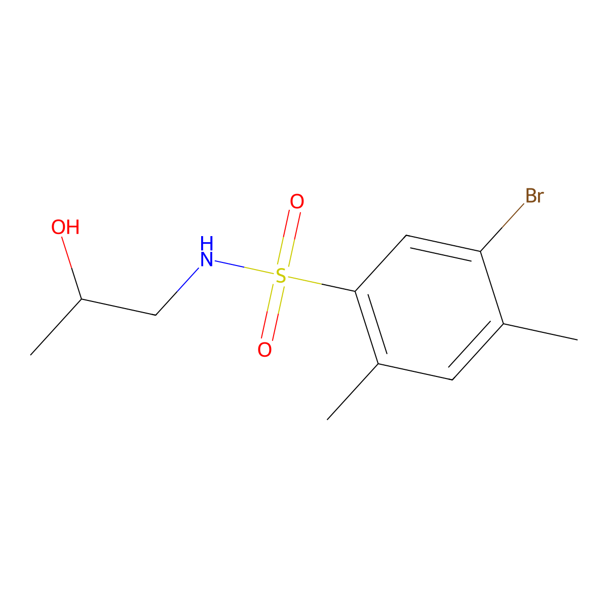 5-bromo-N-(2-hydroxypropyl)-2,4-dimethylbenzenesulfonamide molecular structure, CAS 1087646-20-5