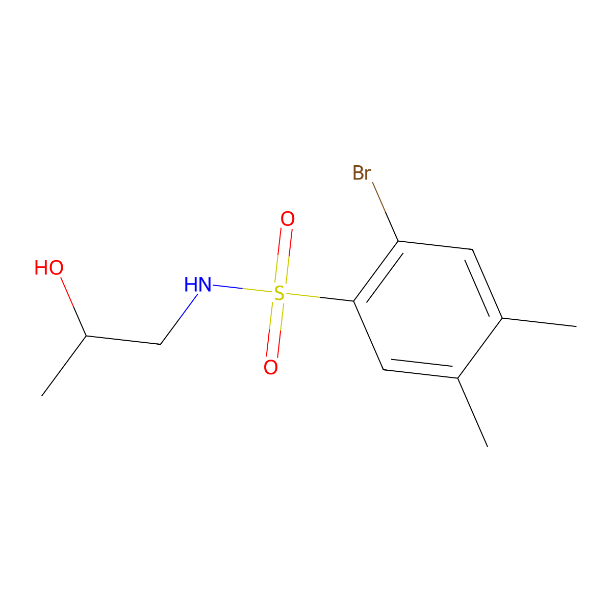 2-bromo-N-(2-hydroxypropyl)-4,5-dimethylbenzenesulfonamide molecular structure, CAS 1087646-21-6