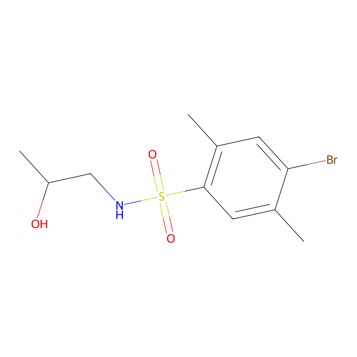 4-bromo-N-(2-hydroxypropyl)-2,5-dimethylbenzenesulfonamide molecular structure, CAS 1087646-22-7