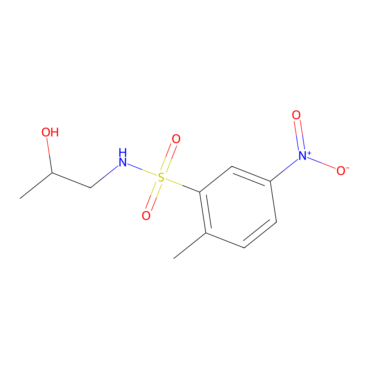 N-(2-hydroxypropyl)-2-methyl-5-nitrobenzenesulfonamide molecular structure, CAS 1087646-28-3