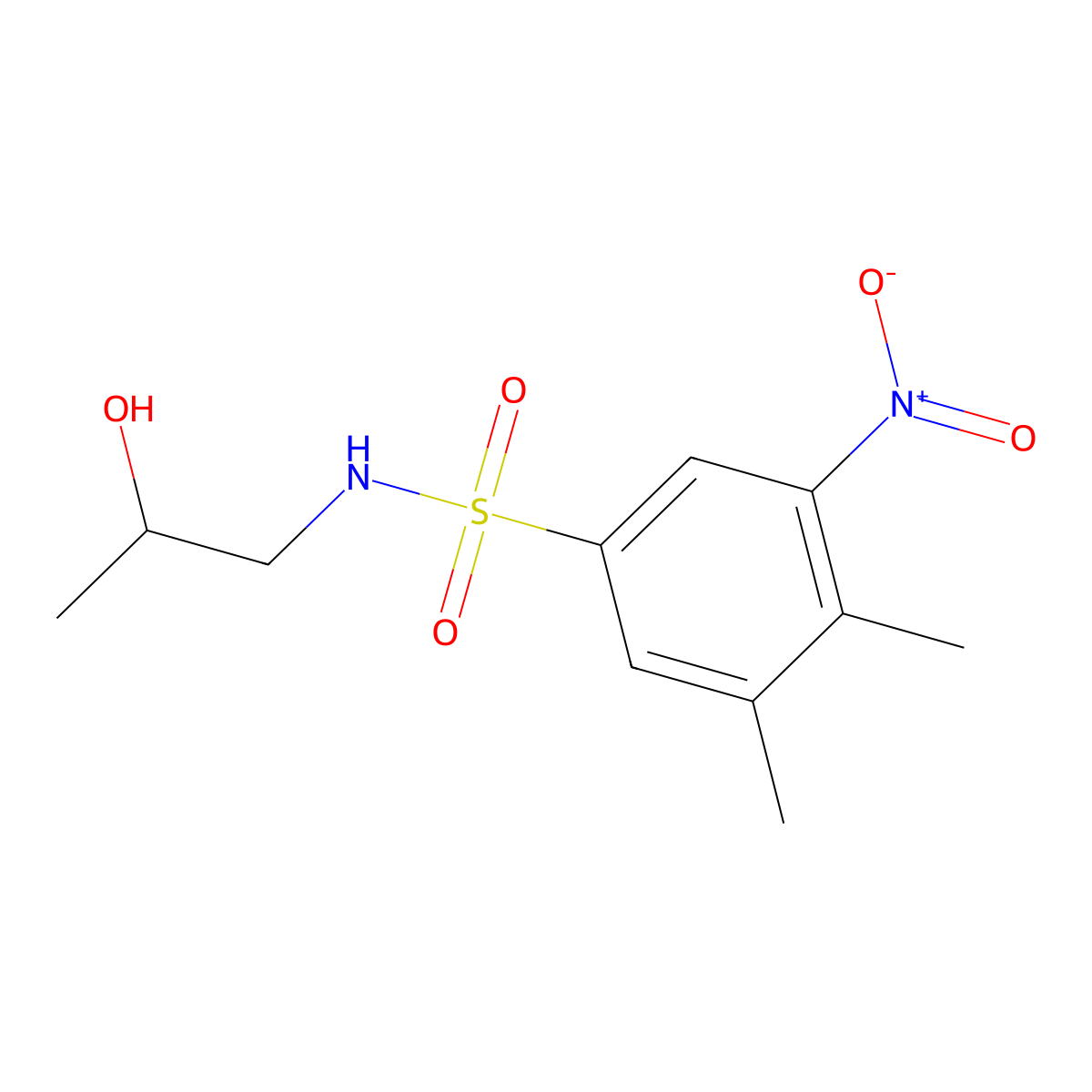 N-(2-hydroxypropyl)-3,4-dimethyl-5-nitrobenzene-1-sulfonamide molecular structure, CAS 1087646-31-8