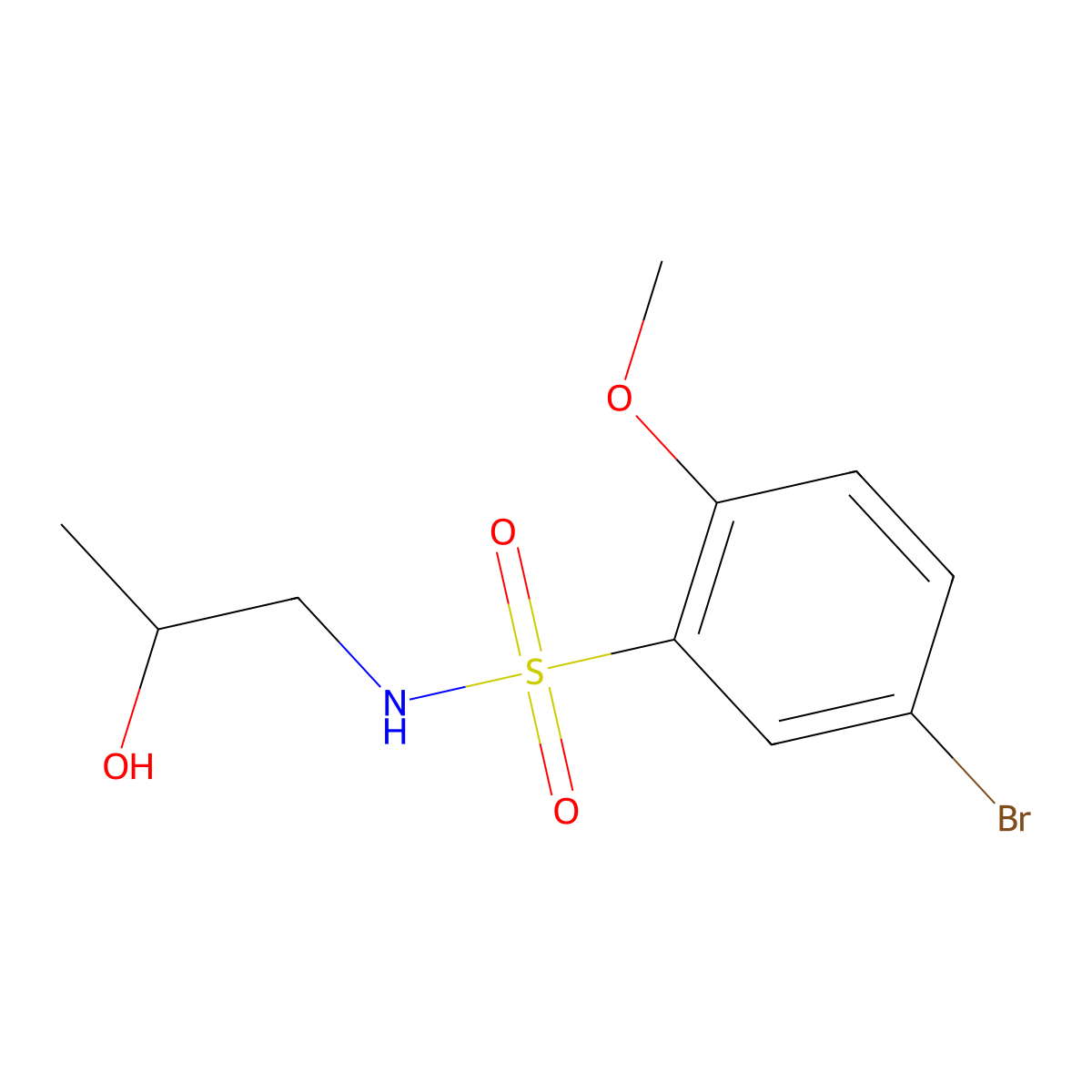 5-bromo-N-(2-hydroxypropyl)-2-methoxybenzenesulfonamide molecular structure, CAS 1087646-34-1
