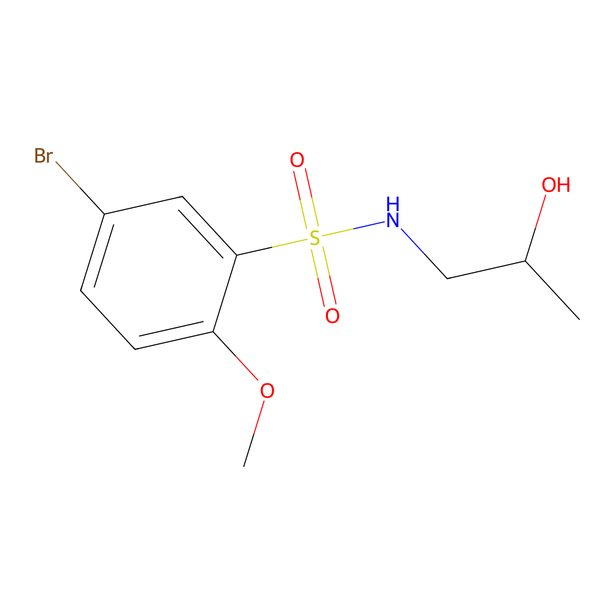 5-bromo-N-(2-hydroxypropyl)-2-methoxybenzenesulfonamide molecular structure, CAS 1087646-34-1