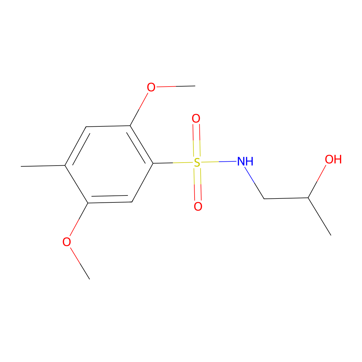 N-(2-hydroxypropyl)-2,5-dimethoxy-4-methylbenzenesulfonamide molecular structure, CAS 1087646-38-5