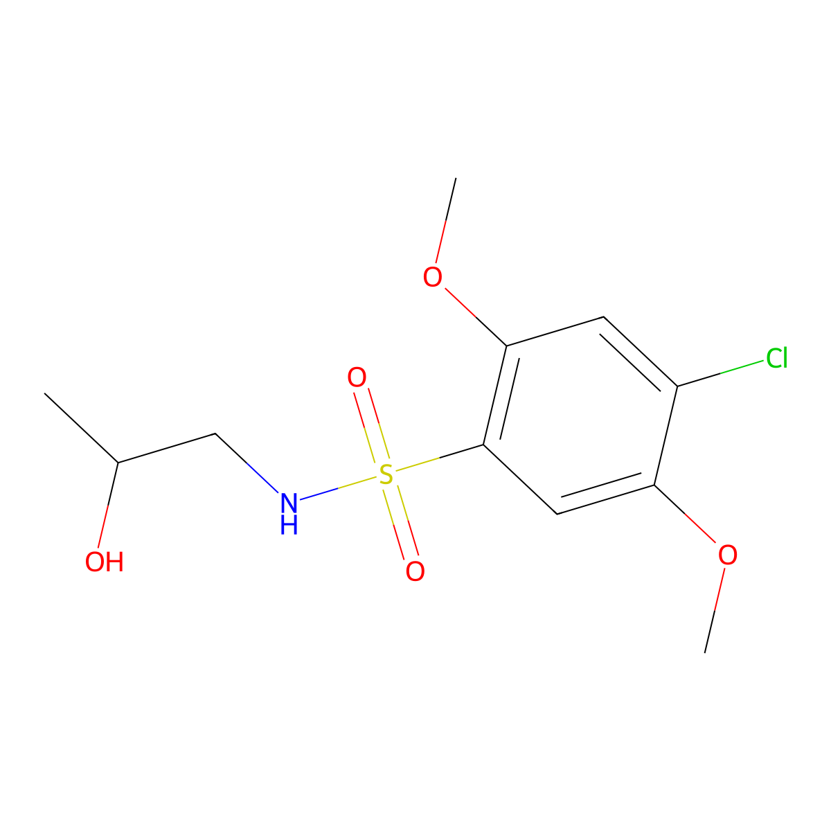 4-chloro-N-(2-hydroxypropyl)-2,5-dimethoxybenzenesulfonamide molecular structure, CAS 1087646-39-6
