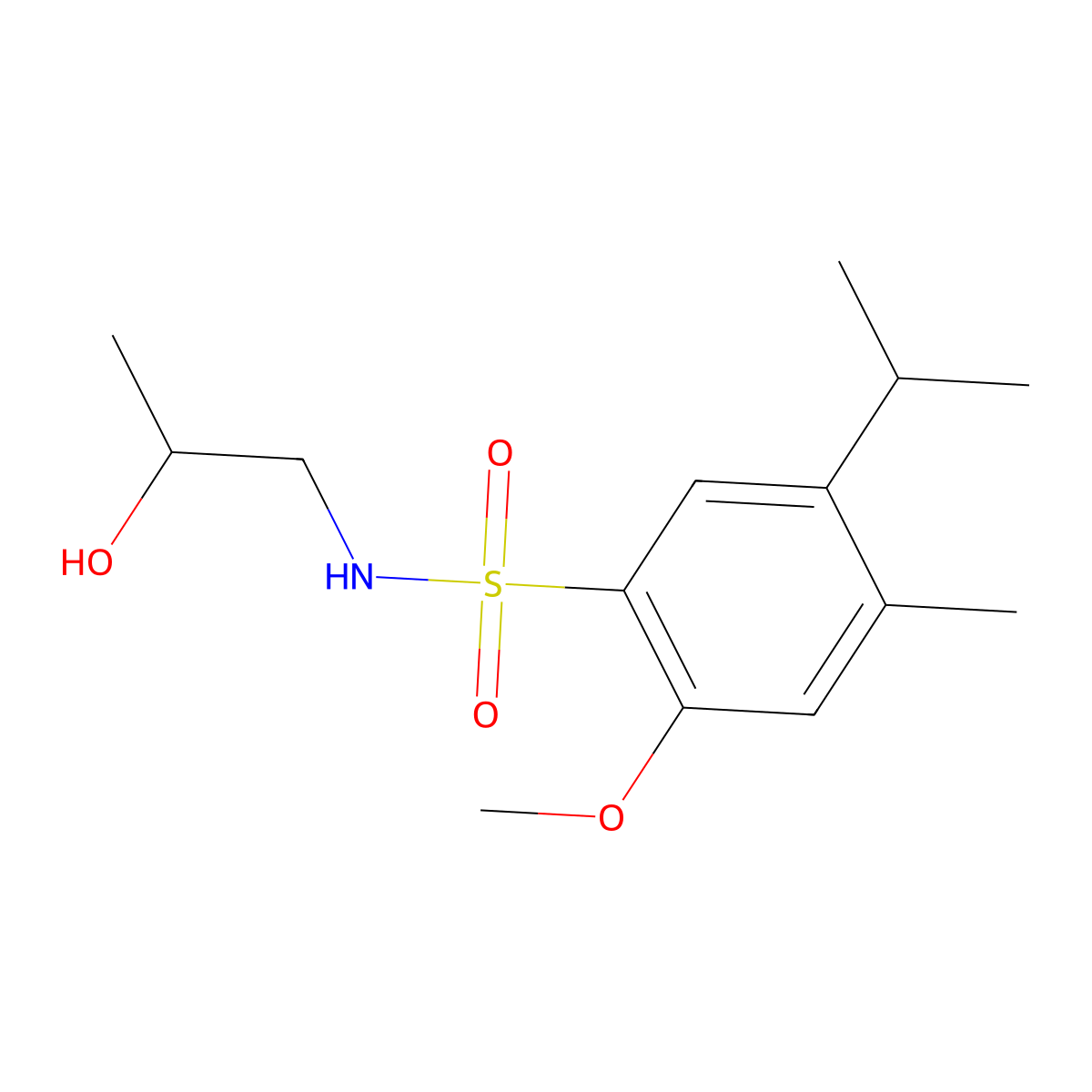 N-(2-hydroxypropyl)-5-isopropyl-2-methoxy-4-methylbenzenesulfonamide molecular structure, CAS 1087646-43-2
