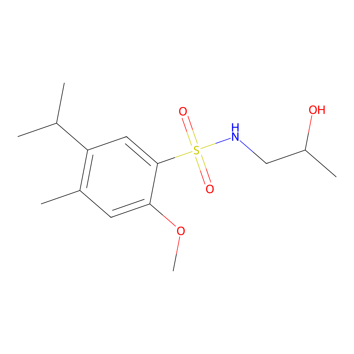 N-(2-hydroxypropyl)-5-isopropyl-2-methoxy-4-methylbenzenesulfonamide molecular structure, CAS 1087646-43-2