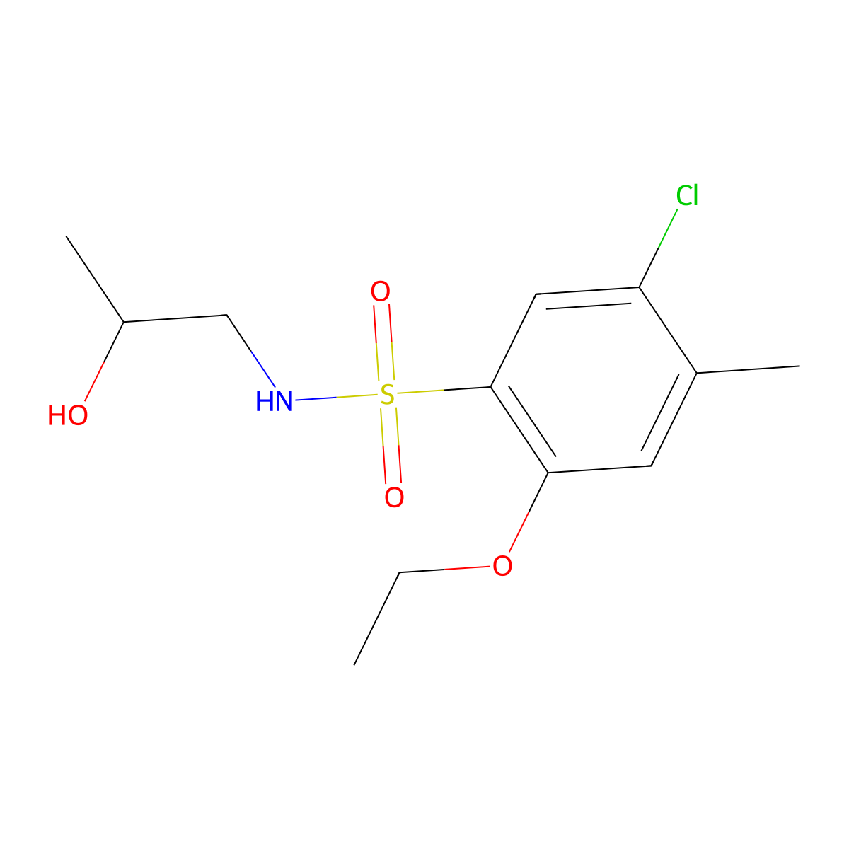 5-chloro-2-ethoxy-N-(2-hydroxypropyl)-4-methylbenzenesulfonamide molecular structure, CAS 1087646-44-3