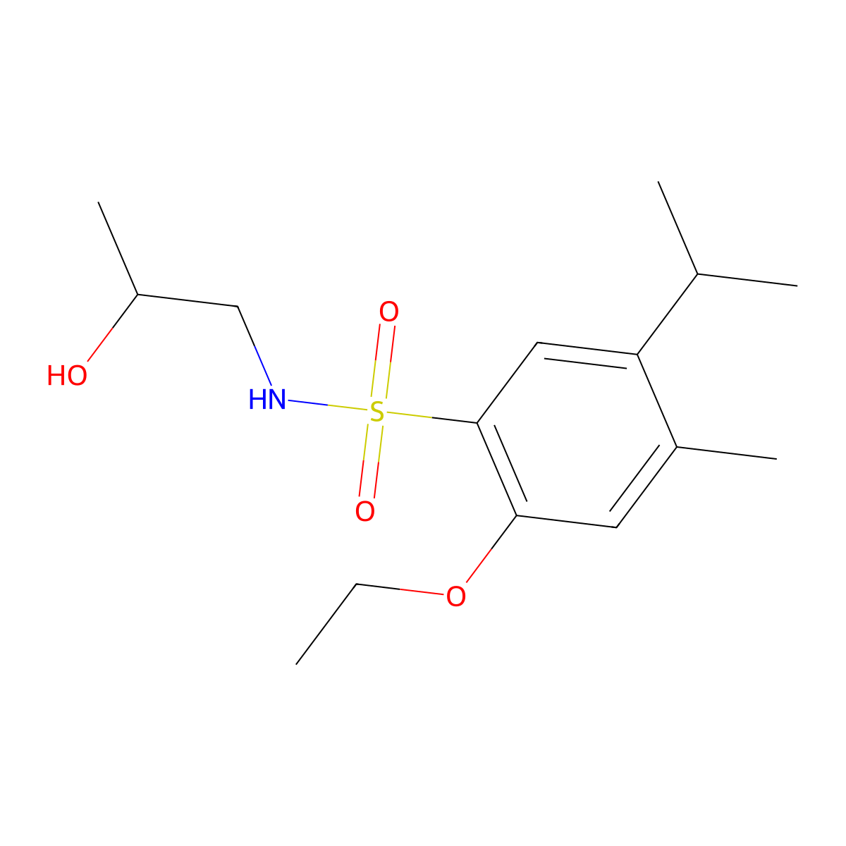2-ethoxy-N-(2-hydroxypropyl)-5-isopropyl-4-methylbenzenesulfonamide molecular structure, CAS 1087646-45-4