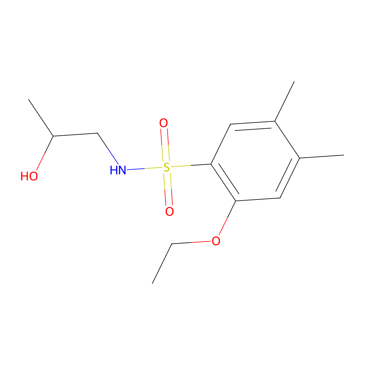2-ethoxy-N-(2-hydroxypropyl)-4,5-dimethylbenzenesulfonamide molecular structure, CAS 1087646-46-5