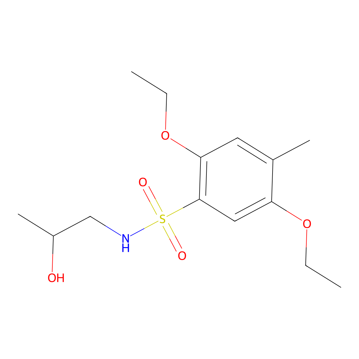 2,5-diethoxy-N-(2-hydroxypropyl)-4-methylbenzenesulfonamide molecular structure, CAS 1087646-49-8