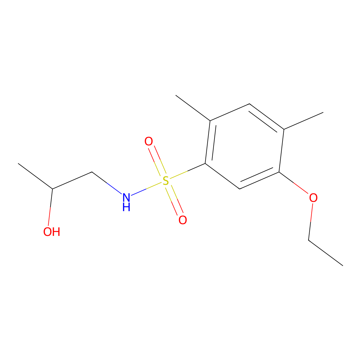 5-ethoxy-N-(2-hydroxypropyl)-2,4-dimethylbenzenesulfonamide molecular structure, CAS 1087646-52-3