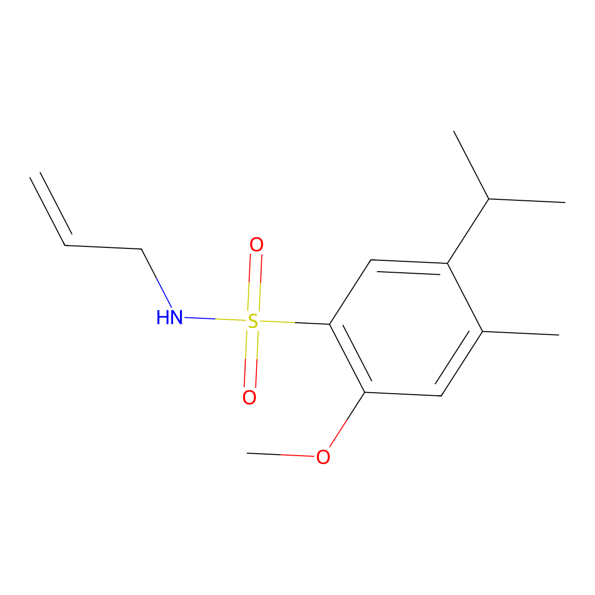 N-allyl-5-isopropyl-2-methoxy-4-methylbenzenesulfonamide molecular structure, CAS 1087646-63-6